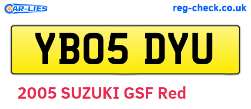 YB05DYU are the vehicle registration plates.