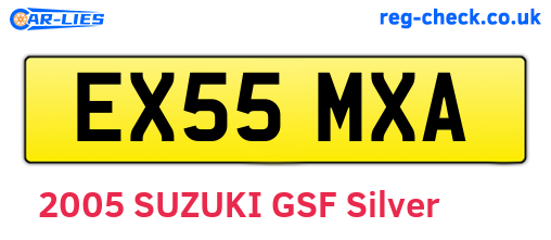 EX55MXA are the vehicle registration plates.