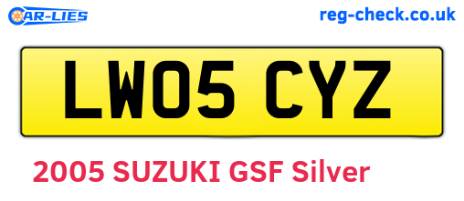 LW05CYZ are the vehicle registration plates.