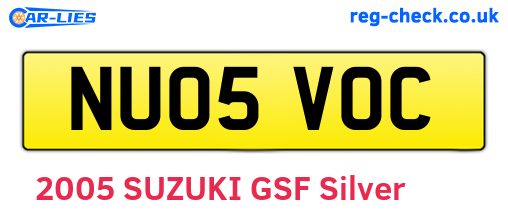 NU05VOC are the vehicle registration plates.