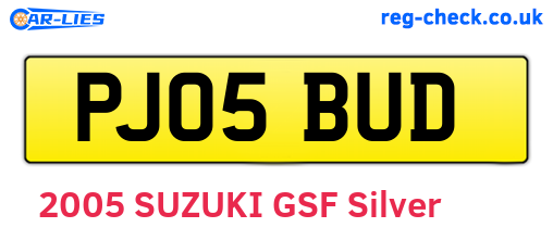 PJ05BUD are the vehicle registration plates.