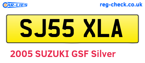 SJ55XLA are the vehicle registration plates.