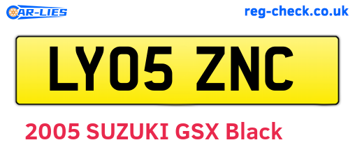 LY05ZNC are the vehicle registration plates.