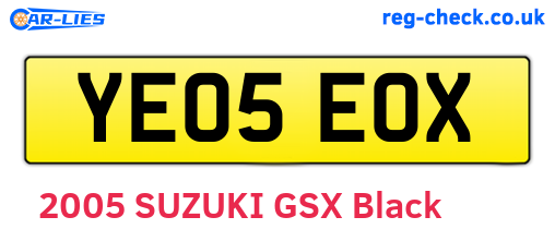 YE05EOX are the vehicle registration plates.