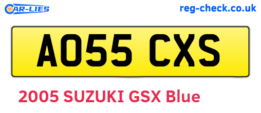 AO55CXS are the vehicle registration plates.