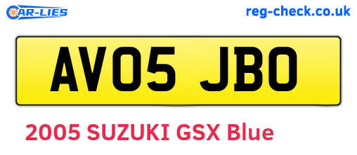 AV05JBO are the vehicle registration plates.