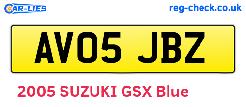 AV05JBZ are the vehicle registration plates.