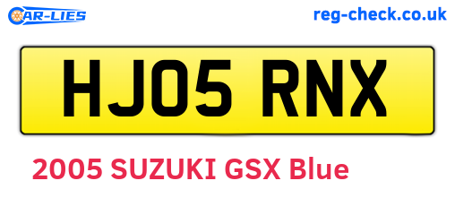 HJ05RNX are the vehicle registration plates.