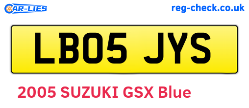 LB05JYS are the vehicle registration plates.
