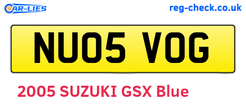 NU05VOG are the vehicle registration plates.