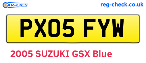 PX05FYW are the vehicle registration plates.