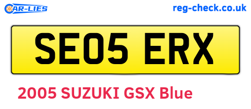 SE05ERX are the vehicle registration plates.