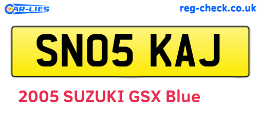 SN05KAJ are the vehicle registration plates.