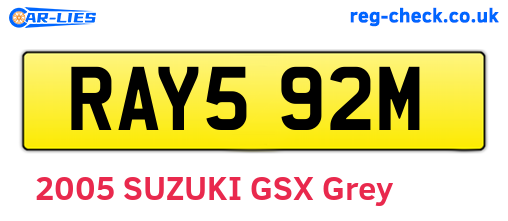 RAY592M are the vehicle registration plates.