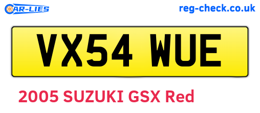 VX54WUE are the vehicle registration plates.