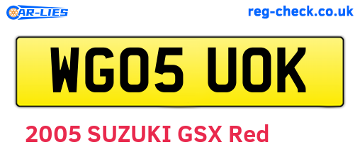 WG05UOK are the vehicle registration plates.