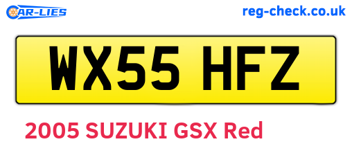 WX55HFZ are the vehicle registration plates.