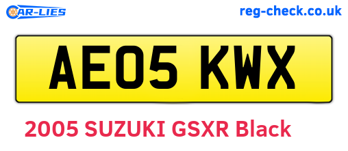 AE05KWX are the vehicle registration plates.