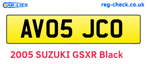 AV05JCO are the vehicle registration plates.