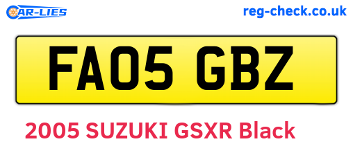 FA05GBZ are the vehicle registration plates.