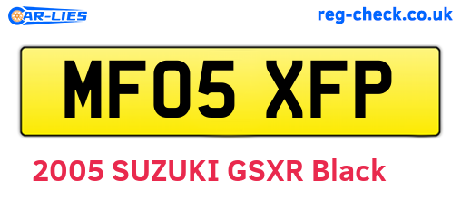 MF05XFP are the vehicle registration plates.