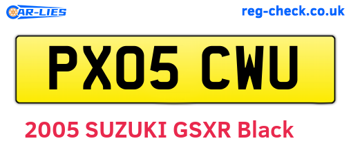 PX05CWU are the vehicle registration plates.