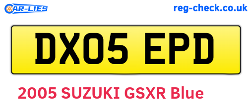 DX05EPD are the vehicle registration plates.