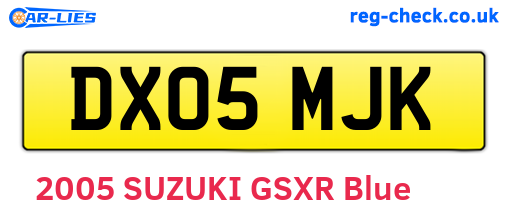 DX05MJK are the vehicle registration plates.