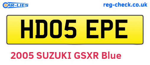 HD05EPE are the vehicle registration plates.