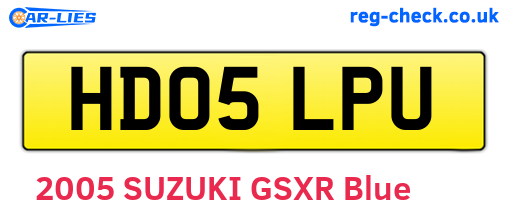 HD05LPU are the vehicle registration plates.