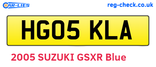 HG05KLA are the vehicle registration plates.