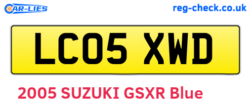 LC05XWD are the vehicle registration plates.