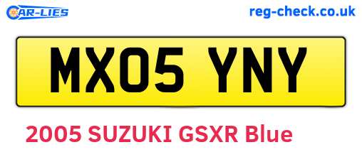 MX05YNY are the vehicle registration plates.