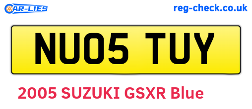 NU05TUY are the vehicle registration plates.