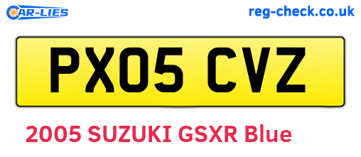 PX05CVZ are the vehicle registration plates.