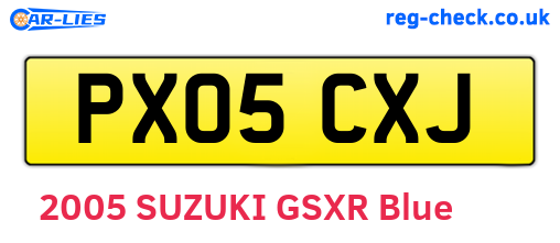 PX05CXJ are the vehicle registration plates.