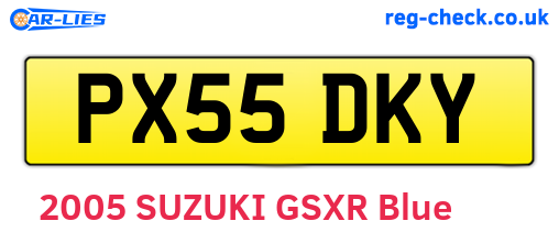 PX55DKY are the vehicle registration plates.