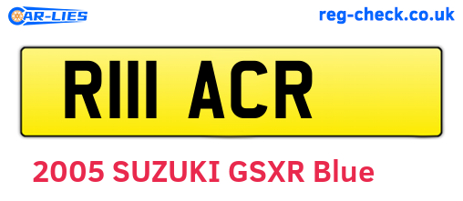 R111ACR are the vehicle registration plates.