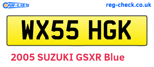 WX55HGK are the vehicle registration plates.