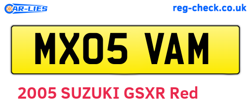 MX05VAM are the vehicle registration plates.