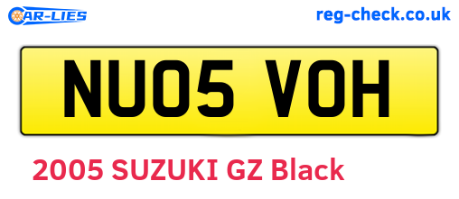 NU05VOH are the vehicle registration plates.