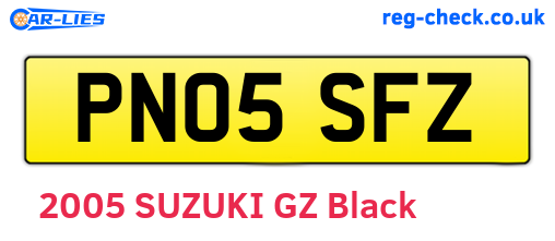 PN05SFZ are the vehicle registration plates.