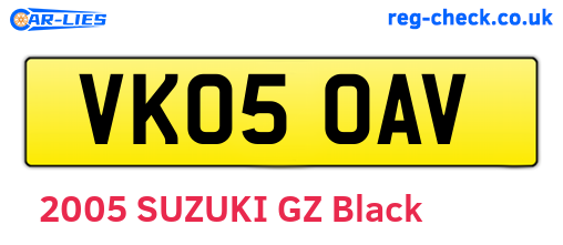 VK05OAV are the vehicle registration plates.