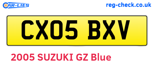 CX05BXV are the vehicle registration plates.