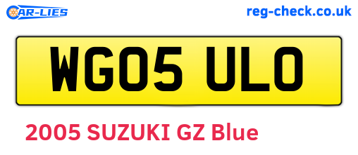 WG05ULO are the vehicle registration plates.