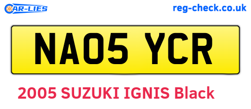 NA05YCR are the vehicle registration plates.