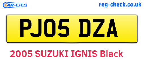PJ05DZA are the vehicle registration plates.