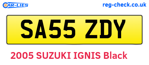 SA55ZDY are the vehicle registration plates.