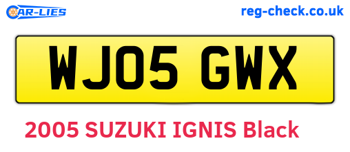 WJ05GWX are the vehicle registration plates.
