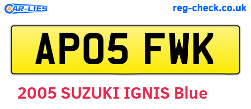 AP05FWK are the vehicle registration plates.